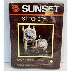 VTG Sunset Stitchery Sisters Are Forever Embroidery Kit Model 790 Cottage Granny